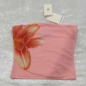 Peppermayo Pink Floral Strapless Top